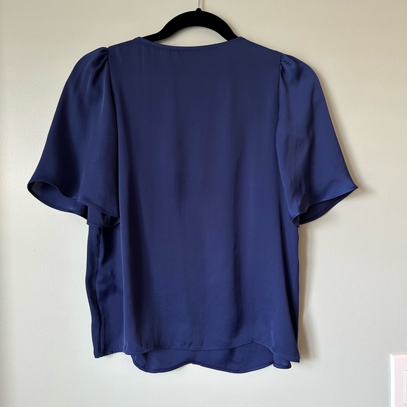 Banana Republic Women’s Satin Flutter Sleeve Top in Blue - Picture 4 of 7